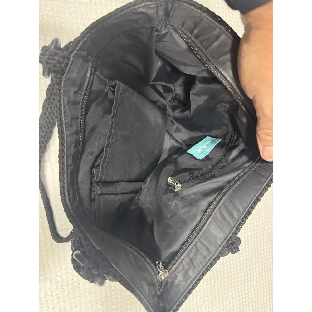 The Sak Original Black Crochet Knit Shoulder Bag Purse